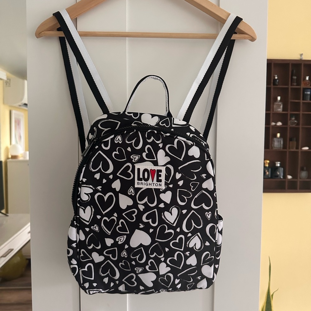 Brighton Love Black & White Heart-Print Mini Backpack